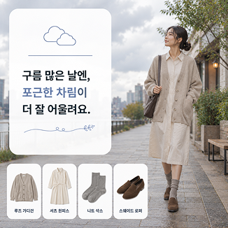 구름 많은 날에 어울리는 코디 추천